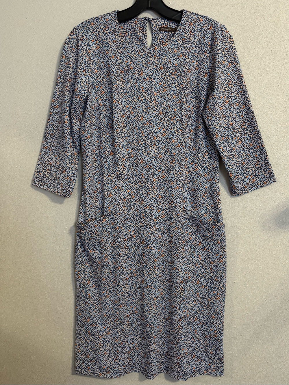 J. McLaughlin Blue and Orange Floral Long-Sleeve Shift Dress